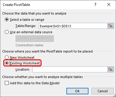 Existing Worksheet Existing Worksheet