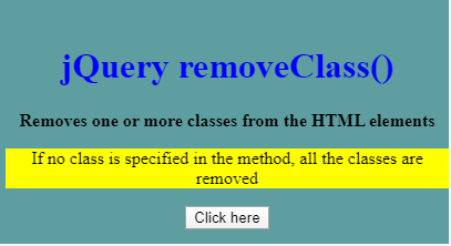 JQuery Remove Class output 1