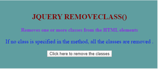 JQuery Remove Class output 3
