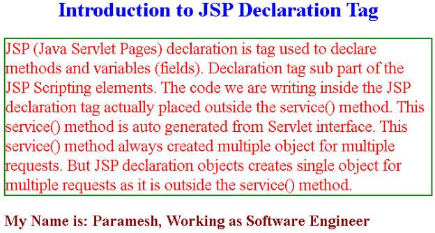 JSP Declaration Example 2