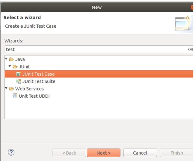 test class can be created by clicking on new ->