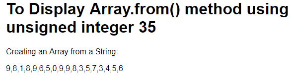 JavaScript Array from() output 2