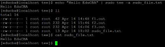 Linux tee Command Example 5 Linux tee Command Example 5