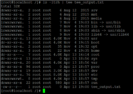 Linux tee Command Example 1 Linux tee Command Example 1