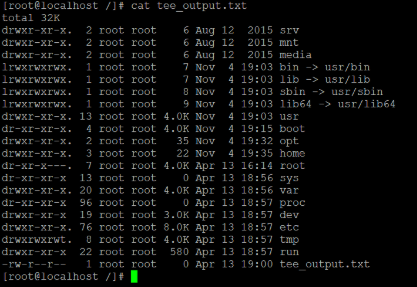 Linux tee Command Example 1 Linux tee Command Example 1