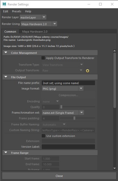 Maya Render Settings - 1 Maya Render Settings - 1