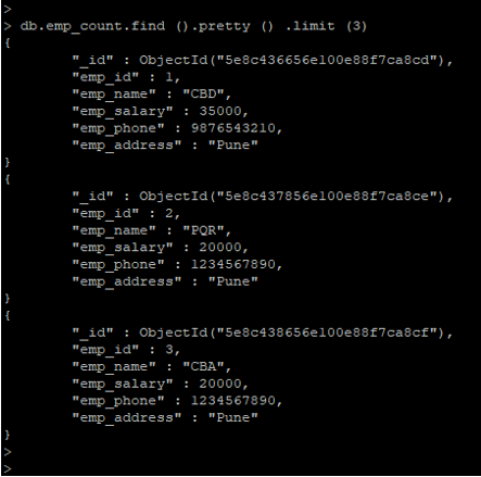 MongoDB find Example 4 MongoDB find Example 4