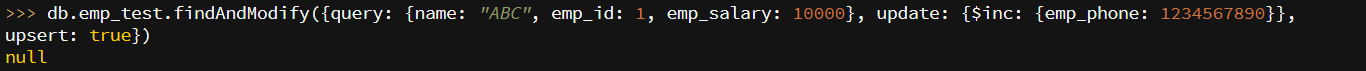 MongoDB findAndModify-1.2