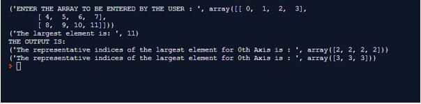 largest element for 0th Axis