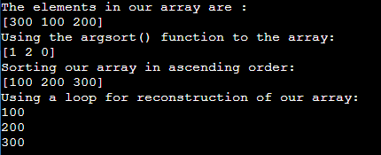 Numpy.argsort() Output 2