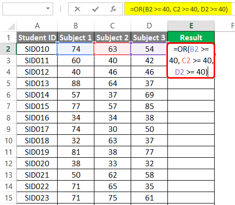 OR-Logical Function in excel 4-3