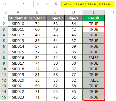 OR-Logical Function in excel 4-4
