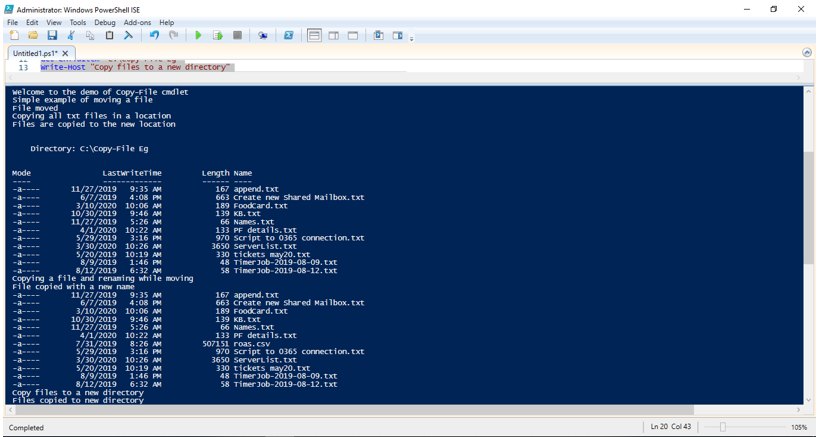 Powershell Copy File output 1