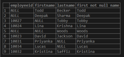SQL COALESCE output 3