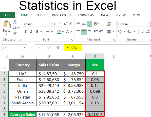 Statistics in Excel Statistics in Excel