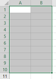 Cells from A1 to B10 Example 1-4