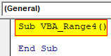 VBA Selecting Range Example 4-1
