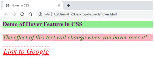 hover in css output 3