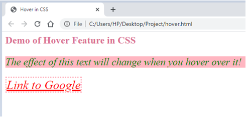 hover in css output 4