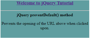 jQuery preventDefault output 1