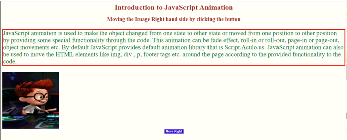 javascript animation output 1