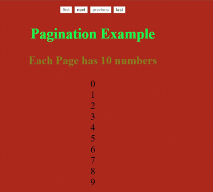 pagination in javascript output 1