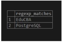 postgreSQL REGEXP_MATCHES() 1