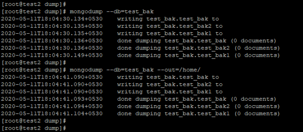 using mongodump
