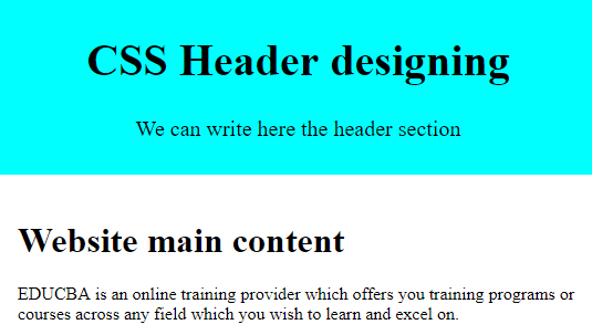 CSS Header design Example 1