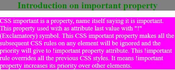 CSS Important output 1
