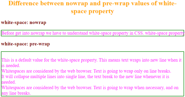 pre-wrap values