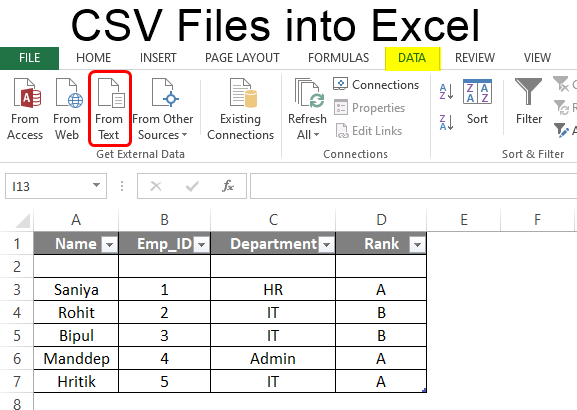 CSV Files into Excel