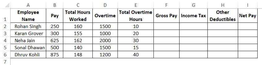Excel Template for Payroll 1-4