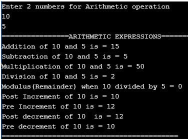 Expression in C Example 1
