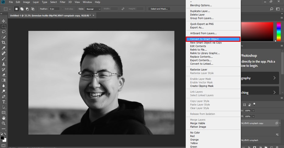 smart object’ option