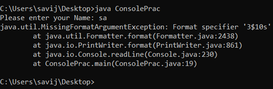 Java Console Example 3