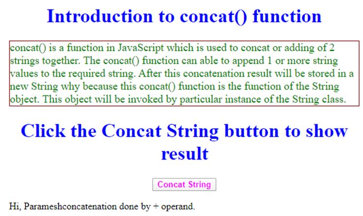 JavaScript concat String 2