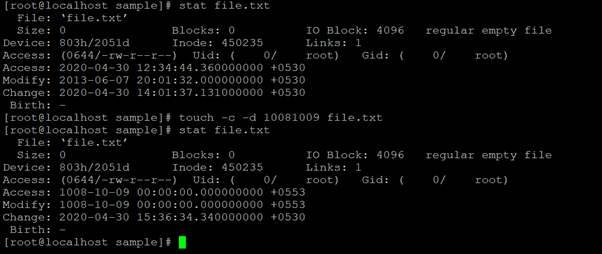 Linux Touch Command Example 8