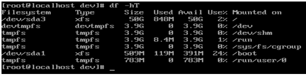 Linux mount Command output 3
