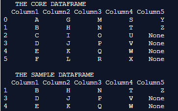 the core dataframe