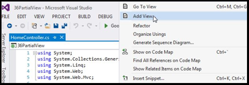 Partial View in MVC Example 4