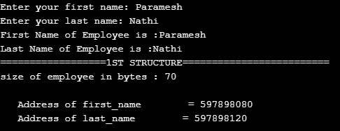 Structure Padding in C Output 2