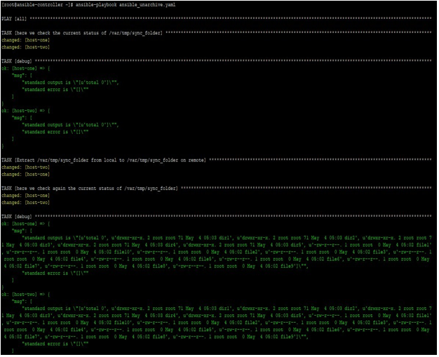 ansible unarchive output 1