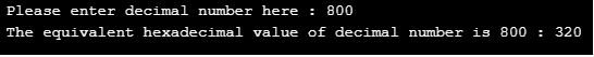 decimal to hexadecimal in c1