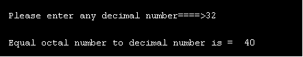 decimal to octal in c output 1