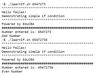 if condition in shell script output 1