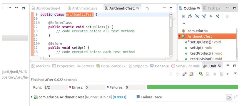 green bar shows that the test case is successfully executed