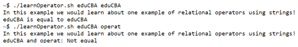 shell script operators output 2