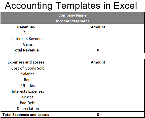 Accounting Templates in Excel 1