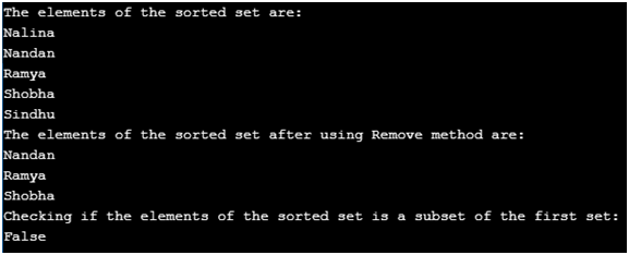 C# SortedSet Example
